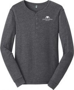 District Young Mens Gravel 50/50 Long Sleeve Henley Tee, Charcoal Gravel